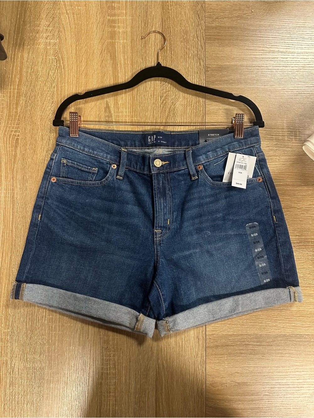 NWT Gap Mid-Rise 5” Shorts Denim Cuffed Blue Jeans Size 8
